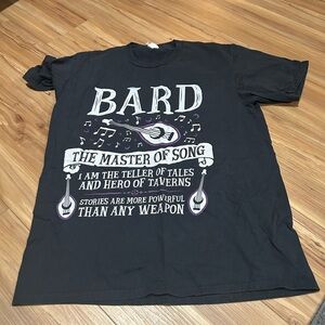 Renaissance Bard Black Graphic T-Shirt Size Medium